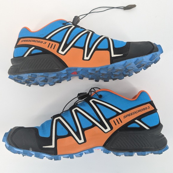 Salomon Speedcross 3 Men 9 Blue Orange Trail Running Shoes Outdoor Hiking Tech - Picture 4 of 11